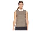 Cece Sleeveless Scalloped Feminine Glen Plaid Blouse (sesame) Women's Blouse