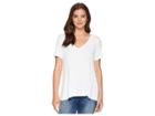 Michael Stars 2x1 Rib Short Sleeve V-neck Swing Tee (white) Women's T Shirt