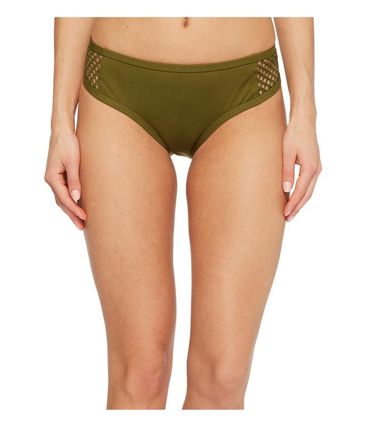 Jantzen Mesh Solids Boogie Retro Bikini Bottom (olive Me) Women's Swimwear
