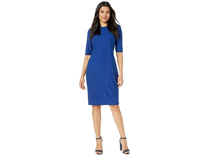 Gabby Skye Solid Savanah Crepe Midi Dress (royal) Women's Dress