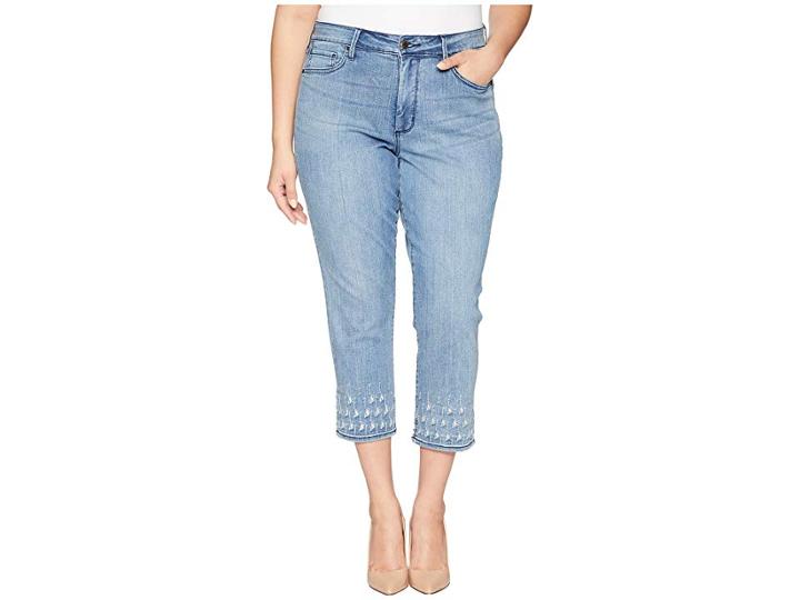 Nydj Plus Size Plus Size Sheri Slim Ankle Palm Dot Embroidery In Point Dume (point Dume) Women's Jeans