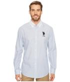U.s. Polo Assn. Classic Fit Stripe, Plaid Or Print Long Sleeve Sport Shirt (blue Whale) Men's Clothing