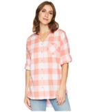 Tribal Slub Cotton 3/4 Sleeve Shirt With Roll Up (spritz) Women's Clothing