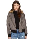 Bb Dakota Powell Faux Fur Hooded Jacket (charcoal Grey) Women's Coat