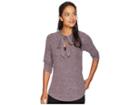 Bobeau 3/4 Sleeve W/ Neck Tie Detail (dusty Lilac) Women's Clothing