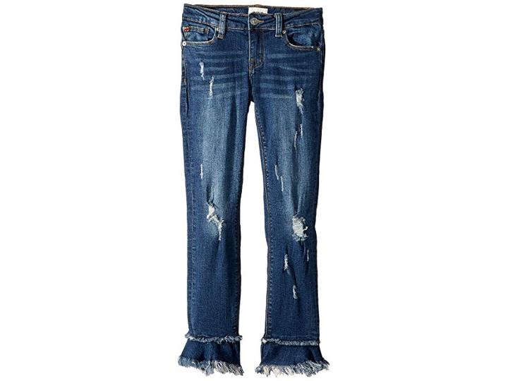 Hudson Kids Ruffle Crop Jeans In Dark Wash (big Kids) (dark Wash) Girl's Jeans
