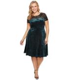 Sangria Plus Size Velvet Fit Flare Dress (spruce) Women's Dress