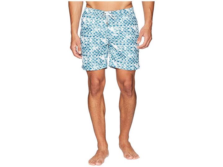 Onia Alek 7 Shell Stamp Swim Trunk (lyons Blue/white) Men's Swimwear