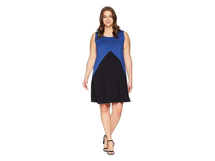 Karen Kane Plus Plus Size Color Block Dress (blue/black) Women's Dress