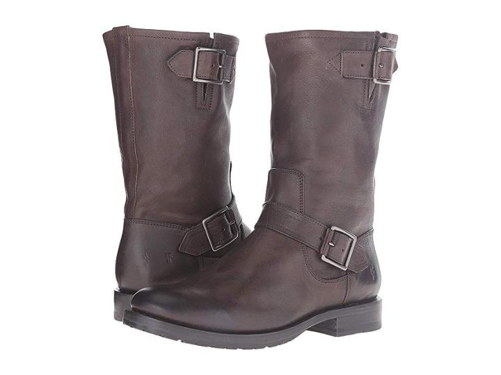 Frye Natalie Mid Engineer (charcoal Tumbled Full Grain) Women's Boots