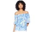 Lilly Pulitzer Sain Off-the-shoulder Top (blue Peri Pinch Pinch) Women's Clothing