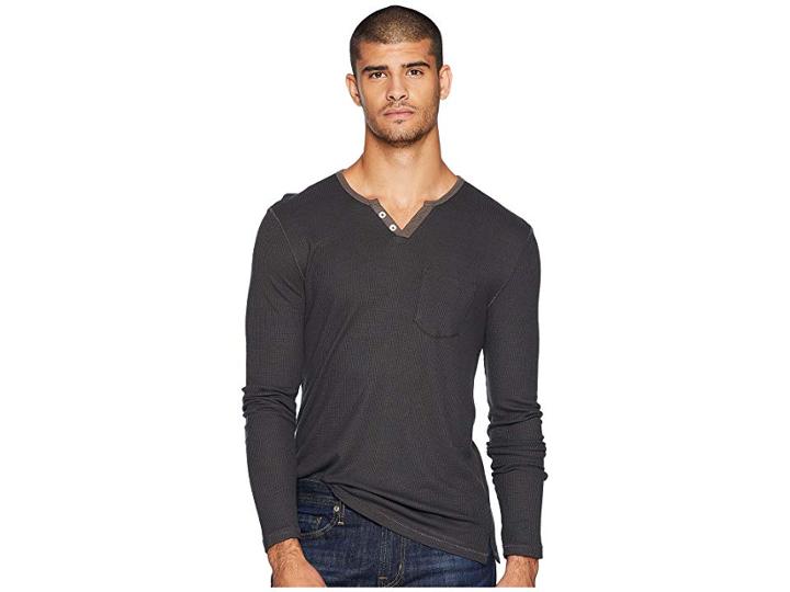 Joe's Jeans Wintz Long Sleeve Thermal Henley (coal) Men's Clothing