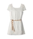 Ella Moss Girl Crochet Dress With Faux-leather Belt (big Kids) (full Sail) Girl's Dress