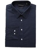 Nick Graham Pin Dot Stretch Dress Shirt (navy) Men's Long Sleeve Button Up