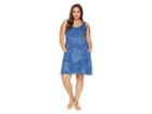 Extra Fresh By Fresh Produce Plus Size White Tides Drape Dress (moonlight Blue) Women's Dress