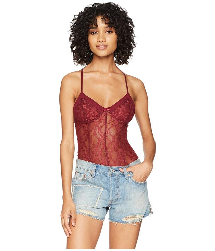 Free People Runaway Bodysuit (raspberry) Women's Jumpsuit & Rompers One Piece