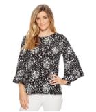 Michael Michael Kors Mod Floral Flare Sleeve (black/white) Women's Clothing