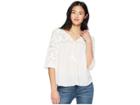 Cruel 3/4 Sleeve Mesh Lace And Chiffon Top (cream) Women's Blouse