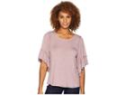 Bobeau Flutter Sleeve Tee (pink/grey/ivory) Women's Clothing