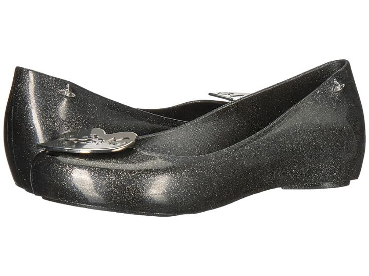 + Melissa Luxury Shoes Vivienne Westwood Anglomania + Melissa Ultragirl Xviii (black/silver) Women's Flat Shoes