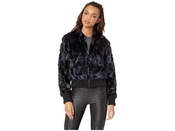 Cupcakes And Cashmere Amy Faux Fur Bomber Jacket (ink) Women's Coat