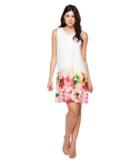 Cece Floral Tropics Border Invert Pleat Shift (azalea Bloom) Women's Dress