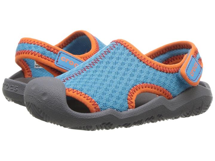 Crocs Kids Swiftwater Sandal (toddler/little Kid) (cerulean Blue/smoke) Kids Shoes