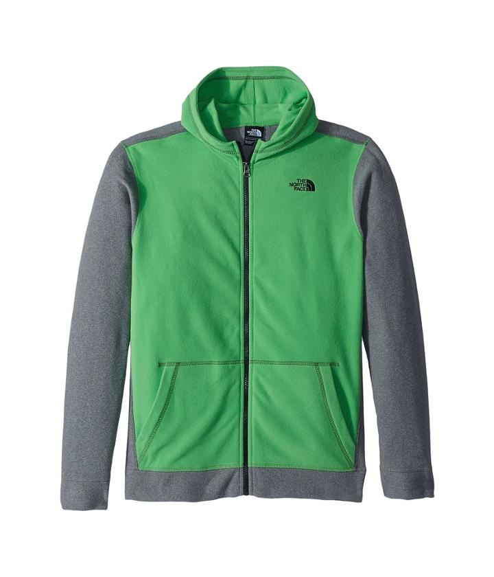 The North Face Kids Glacier Full Zip Hoodie (little Kids/big Kids) (classic Green/tnf Medium Grey Heather/tnf Black) Boy's Sweatshirt