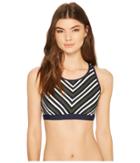 Tommy Hilfiger True Tommy Stripe High Neck X-back Crop Bikini Top (military Green) Women's Swimwear