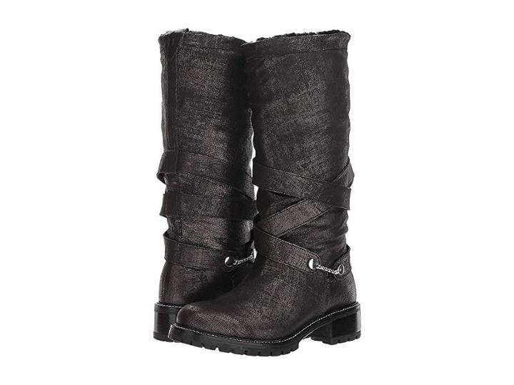 Ross & Snow Alessandra Tall Moto Boot (black/silver) Women's Shoes
