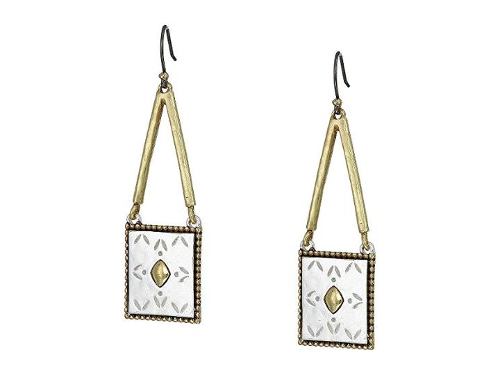 Lucky Brand Tribal Square Drop Earrings (two-tone) Earring
