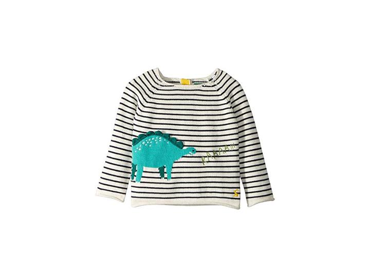 Joules Kids Intarsia Dinosaur Sweater (infant) (navy Stripe Dinosaur) Boy's Sweater