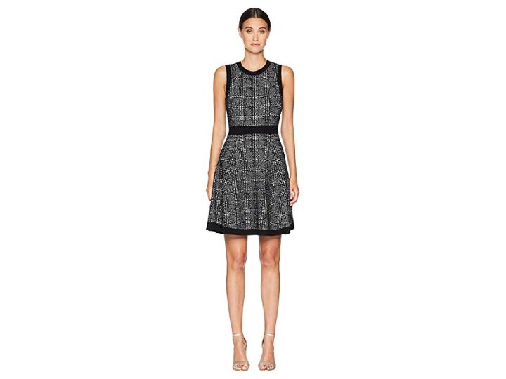 Kate Spade New York Out West Mod Plaid Sweater Dress (black) Women's Dress