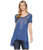 Roper 1566 Slub Jersey Trapeze Top (blue) Women's Clothing