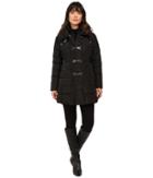 Jessica Simpson Three Clasp Breasted Down With Pillow Collar (black) Women's Coat