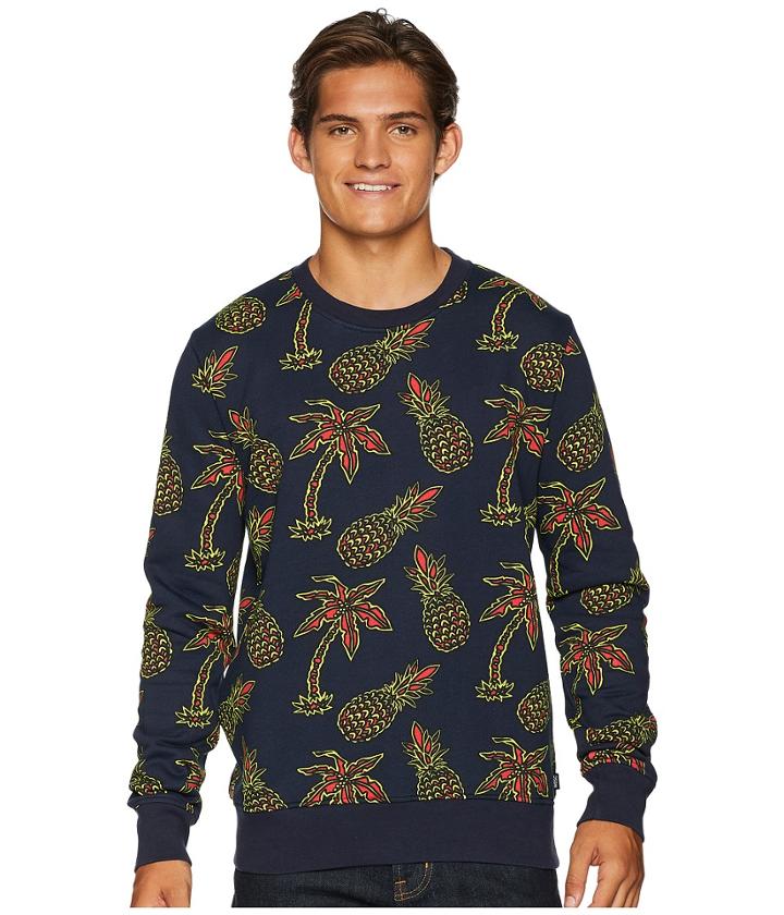 Wesc Miles Pineapple Pullover (pineapple Navy) Men's Clothing