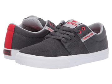 Supra Kids Stacks Vulc Ii (little Kid/big Kid) (dark Grey/risk Red/white) Boys Shoes