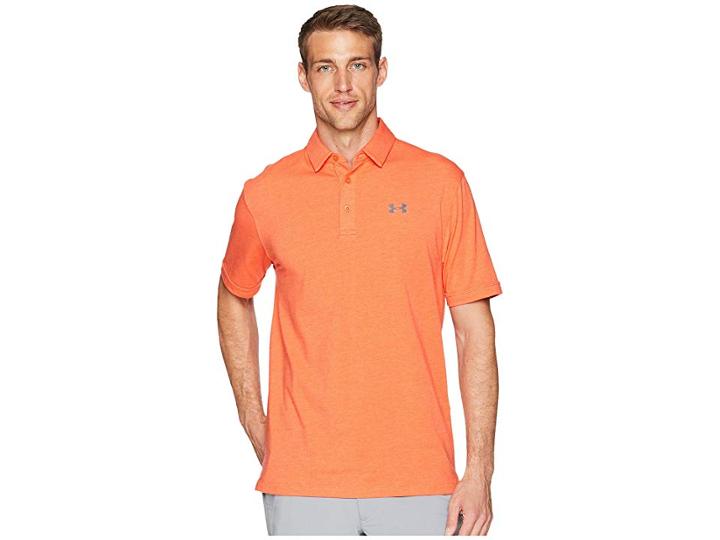 Under Armour Golf Charged Cotton Scramble Polo (fire/rhino Gray) Men's Short Sleeve Knit