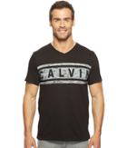 Calvin Klein Jeans Stripe Calvin Logo V-neck Tee (black) Men's T Shirt
