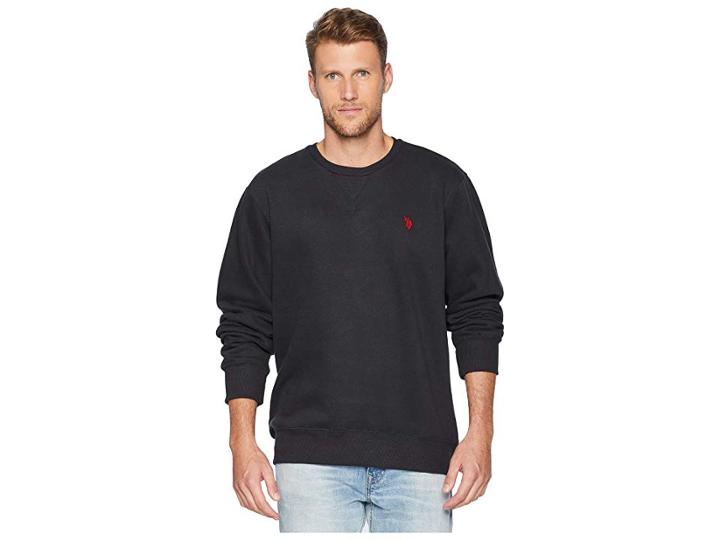 U.s. Polo Assn. Pop Over Crew Neck Fleece (black) Men's Clothing