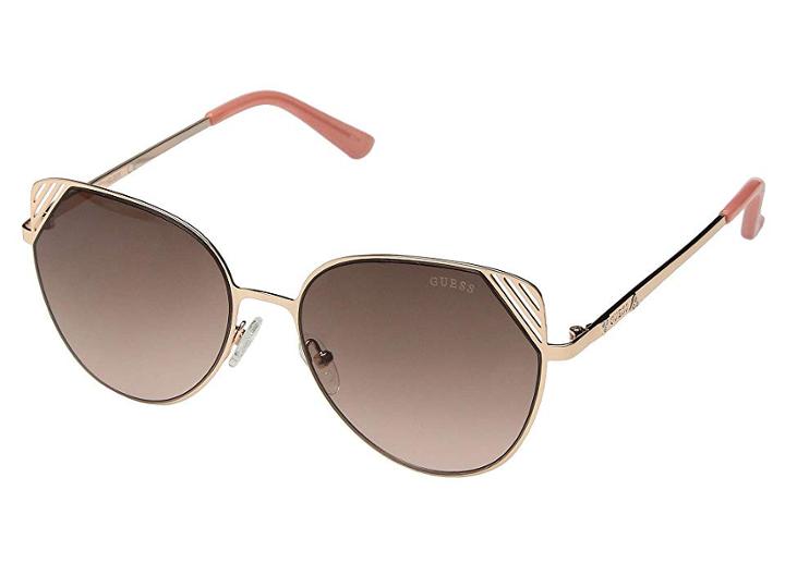 Guess Gf6056 (shiny Rose Gold/brown To Pink Gradient Lens) Fashion Sunglasses