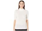 Eileen Fisher Fine Merino Jersey Mock Neck Elbow Sleeve Top (soft White) Women's Clothing