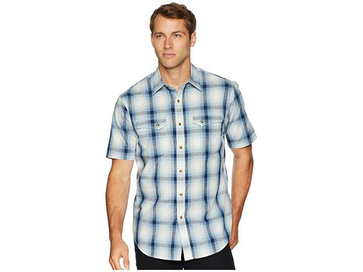 Pendleton Short Sleeve Dressy Western (blue Navy) Men's Short Sleeve Button Up