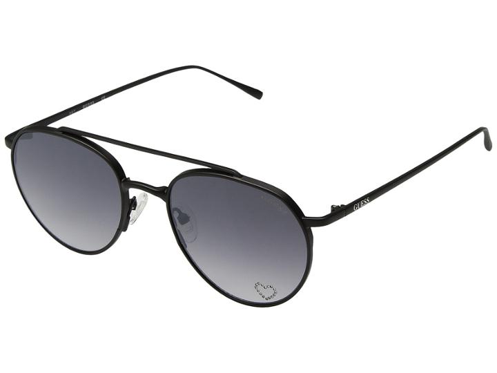 Guess Gf6047 (satin Black/smoke Gradient/light Flash Lens) Fashion Sunglasses