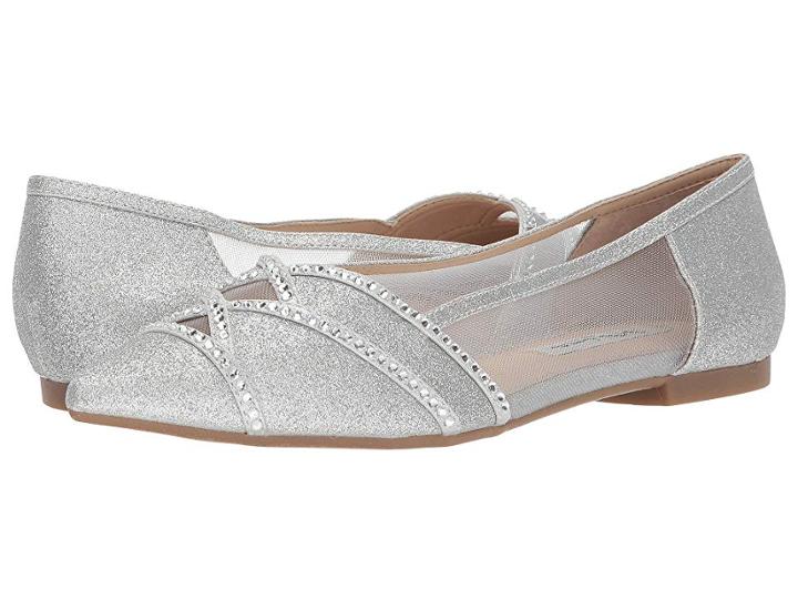 Nina Kiyrah (silver/true Silver Micro Glitter/reflective Suedette/mesh) Women's Flat Shoes