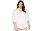 Karen Kane Plus Plus Size Embroidered Gauze Top (off-white) Women's Clothing