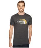 The North Face Short Sleeve Half Dome Tri-blend Tee (tnf Dark Grey Heather/arrowwood Yellow Multi) Men's T Shirt