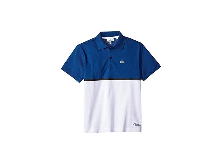 Lacoste Kids Short Sleeve Color Block Lifestyle Polo (little Kids/big Kids) (inkwell/white/navy Blue) Boy's Clothing