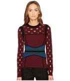 Yigal Azrouel Color Block Pointelle Stitch Bustier Top (berry Multi) Women's Clothing