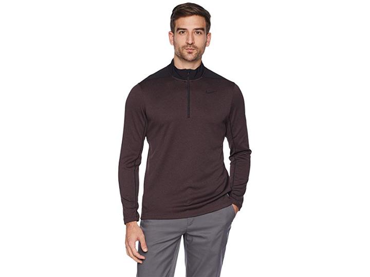 Nike Golf Dry Top 1/2 Zip Core (black/burgundy Crush/black/black) Men's Clothing